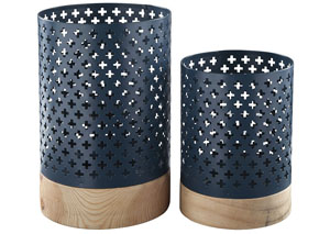Image for Daichi Navy/Natural Candle Holder (Set of 4)