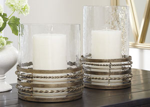Image for Obaida Antique Gold Finish Candle Holder (Set of 2)