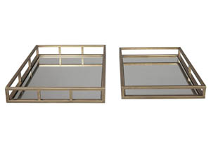 Image for Ocie Antique Gold Finish Tray (Set of 2)