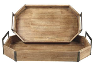 Image for Octavios Brown/Gold Finish Tray (Set of 2)