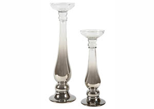 Image for Devika Clear/Silver Finish Candle Holder (Set of 2)
