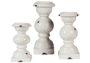 Image for Devorah Antique White Candle Holder Set