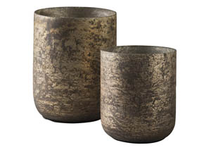 Image for Christelle Antique Gray Candle Holder Set (Set of 2)