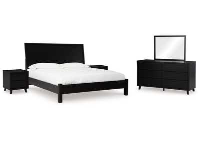 Danziar King Panel Bed with Mirrored Dresser and 2 Nightstands,Signature Design By Ashley