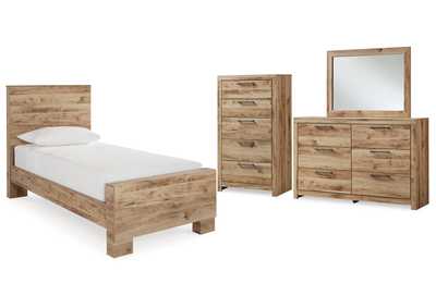 Hyanna Twin Panel Bed with Mirrored Dresser and Chest