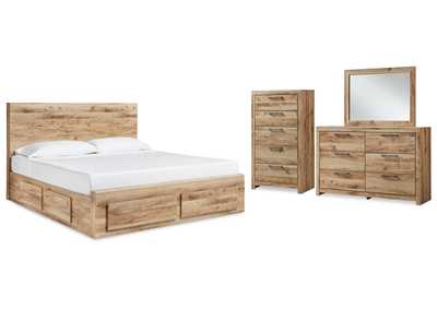 Hyanna Queen Panel Storage Bed with Mirrored Dresser and Chest