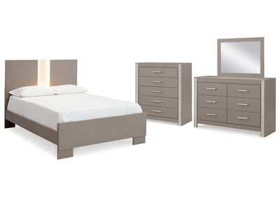 Image for Surancha Full Panel Bed with Mirrored Dresser and Chest