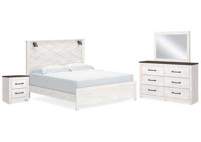 Gerridan King Panel Bed with Mirrored Dresser and Nightstand,Signature Design By Ashley