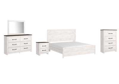 Gerridan King Panel Bed with Mirrored Dresser, Chest and Nightstand,Signature Design By Ashley