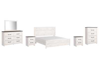 Image for Gerridan King Panel Bed with Mirrored Dresser, Chest and 2 Nightstands