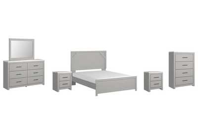 Cottonburg Queen Panel Bed with Mirrored Dresser, Chest and 2 Nightstands,Signature Design By Ashley