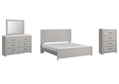 Cottonburg King Panel Bed with Mirrored Dresser and Chest,Signature Design By Ashley