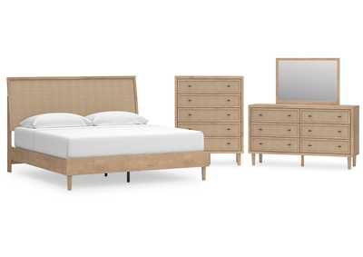 Cielden King Panel Bed with Mirrored Dresser and Chest,Signature Design By Ashley