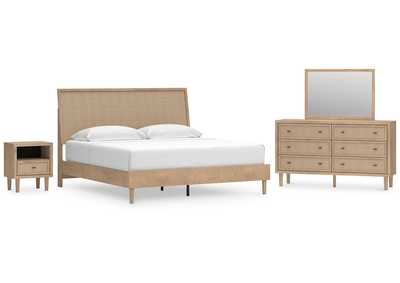 Cielden King Panel Bed with Mirrored Dresser and Nightstand,Signature Design By Ashley