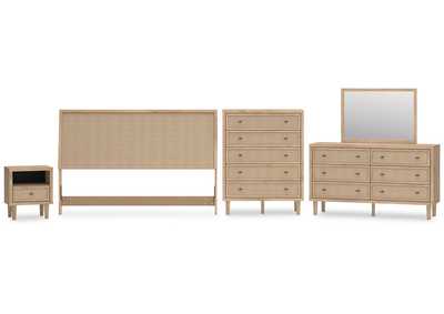 Cielden King Panel Headboard with Mirrored Dresser, Chest and Nightstand,Signature Design By Ashley