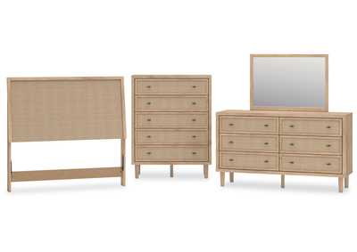 Cielden Full Upholstered Panel Bed with Mirrored Dresser and Chest,Signature Design By Ashley