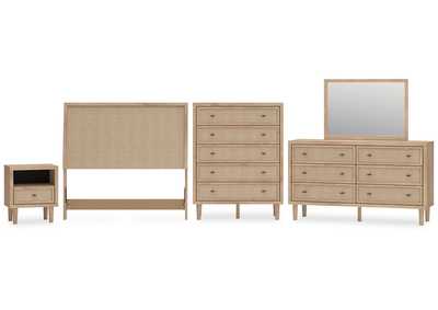 Cielden Full Upholstered Panel Bed with Mirrored Dresser, Chest and Nightstand,Signature Design By Ashley