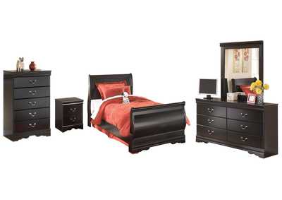 Image for Huey Vineyard Twin Sleigh Bed with Mirrored Dresser, Chest and Nightstand