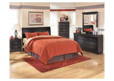 Huey Vineyard Queen Sleigh Headboard Bed with Mirrored Dresser, Chest and 2 Nightstands,Signature Design By Ashley