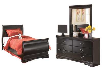 Image for Huey Vineyard Twin Sleigh Bed with Mirrored Dresser