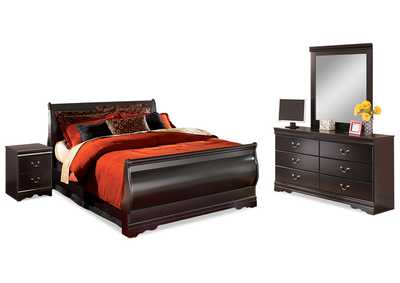 Huey Vineyard Queen Bed with Mirrored Dresser and Nightstand