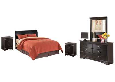 Huey Vineyard Queen Sleigh Headboard Bed with Mirrored Dresser and 2 Nightstands,Signature Design By Ashley