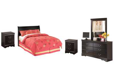 Image for Huey Vineyard Full Sleigh Headboard Bed with Mirrored Dresser and 2 Nightstands