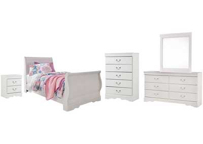 Image for Anarasia Twin Sleigh Bed with Mirrored Dresser, Chest and Nightstand