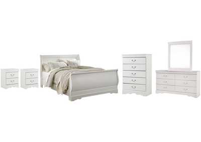 Image for Anarasia Queen Sleigh Bed with Mirrored Dresser, Chest and 2 Nightstands