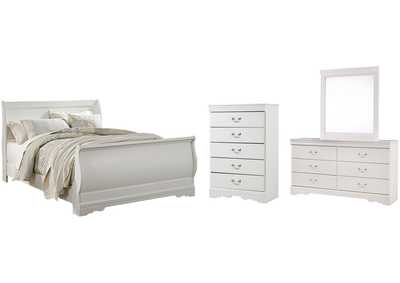Anarasia Queen Sleigh Bed with Mirrored Dresser and Chest,Signature Design By Ashley