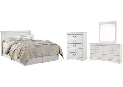Image for Anarasia Queen Sleigh Headboard Bed with Mirrored Dresser and Chest