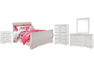 Image for Anarasia Full Sleigh Bed with Mirrored Dresser, Chest and Nightstand