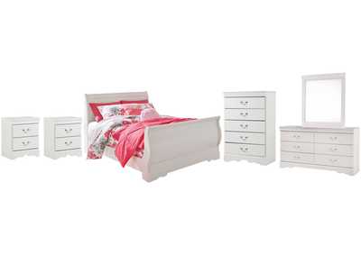 Anarasia Full Sleigh Bed with Mirrored Dresser, Chest and 2 Nightstands,Signature Design By Ashley