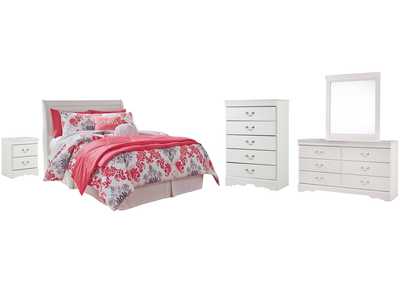 Image for Anarasia Full Sleigh Headboard Bed with Mirrored Dresser, Chest and Nightstand