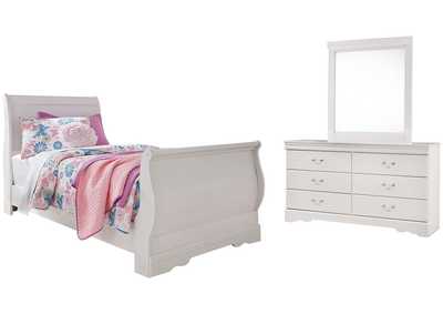 Image for Anarasia Twin Sleigh Bed with Mirrored Dresser