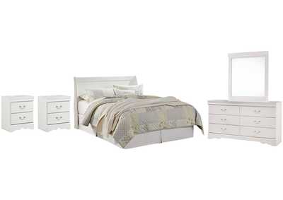 Image for Anarasia Queen Sleigh Headboard Bed with Mirrored Dresser and 2 Nightstands