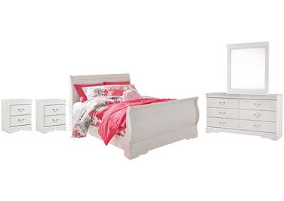 Anarasia Full Sleigh Bed with Mirrored Dresser and 2 Nightstands,Signature Design By Ashley