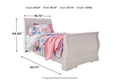 Anarasia Twin Sleigh Bed with Mirrored Dresser, Chest and 2 Nightstands,Signature Design By Ashley