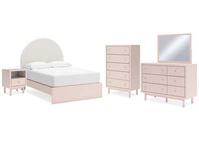 Wistenpine Full Upholstered Panel Bed with Mirrored Dresser, Chest and Nightstand,Signature Design By Ashley