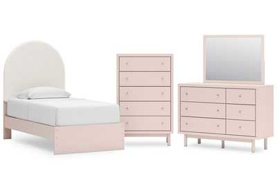 Wistenpine Twin Upholstered Panel Bed with Mirrored Dresser and Chest,Signature Design By Ashley