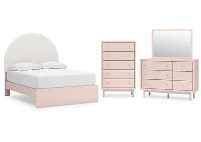 Wistenpine Full Upholstered Panel Bed with Mirrored Dresser and Chest,Signature Design By Ashley