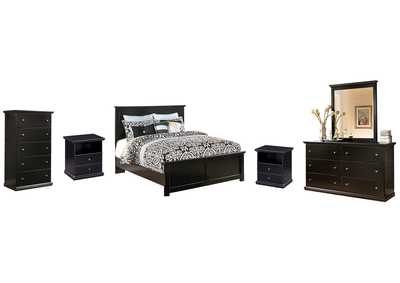 Image for Maribel Queen Panel Bed with Mirrored Dresser, Chest and 2 Nightstands