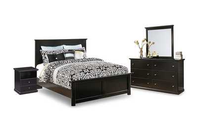 Image for Maribel Queen Panel Bed with Mirrored Dresser and Nightstand