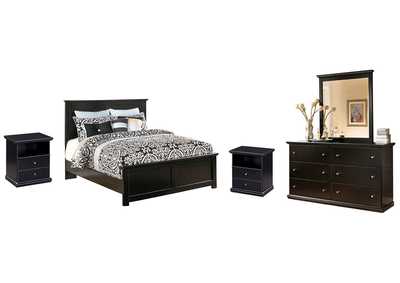 Image for Maribel Queen Panel Bed with Mirrored Dresser and 2 Nightstands