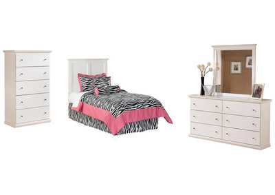 Image for Bostwick Shoals Twin Panel Headboard Bed with Mirrored Dresser and Chest