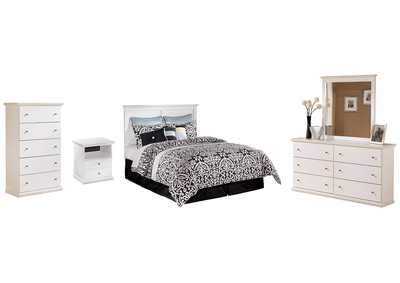 Image for Bostwick Shoals Queen/Full Panel Headboard Bed with Mirrored Dresser, Chest and Nightstand