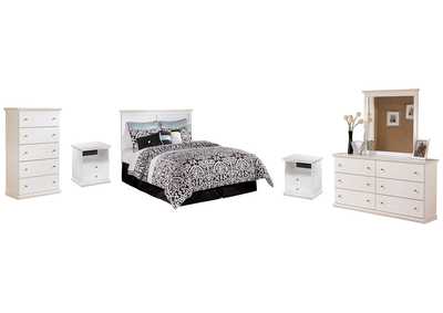 Image for Bostwick Shoals Queen/Full Panel Headboard Bed with Mirrored Dresser, Chest and 2 Nightstands