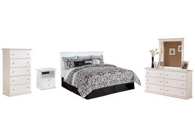 Image for Bostwick Shoals King/California King Panel Headboard Bed with Mirrored Dresser, Chest and Nightstand