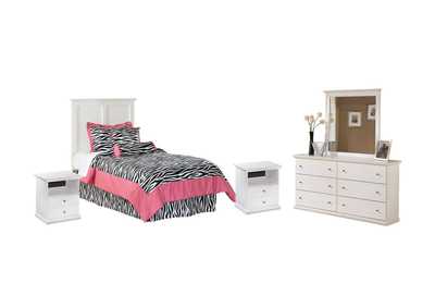 Image for Bostwick Shoals Twin Panel Headboard Bed with Mirrored Dresser and 2 Nightstands