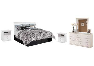 Image for Bostwick Shoals King/California King Panel Headboard Bed with Mirrored Dresser and 2 Nightstands